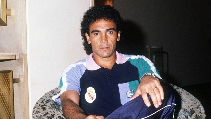 Hugo Sánchez con el Real Madrid en 1989.