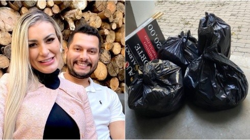 Ex-marido de Andressa Urach expulsa e joga seus pertences no lixo