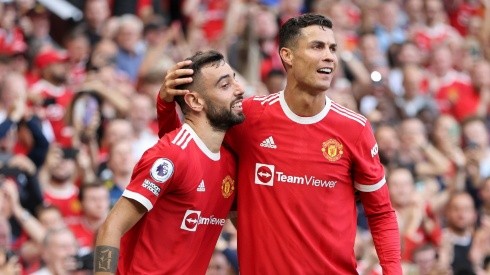 Bruno Fernandes and Cristiano Ronaldo with Manchester United