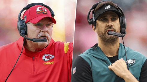 Andy Ried y Nick Sirianni, entrenadores en jefe de los Chiefs y los Eagles respectivamente.