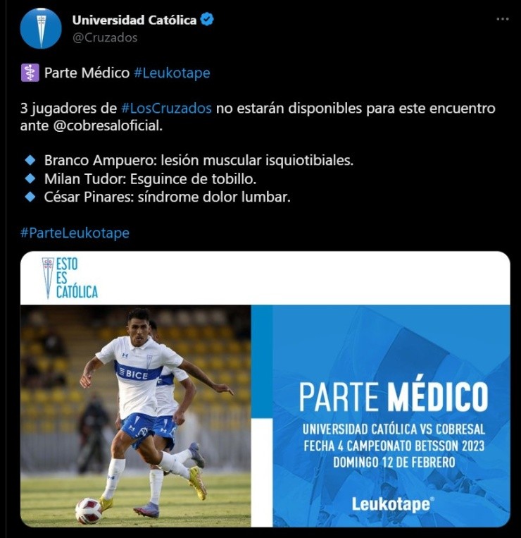 Parte Médico Universidad Católica Cobresal