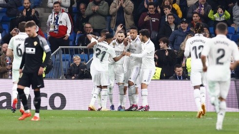 Festejo de gol de Real Madrid.