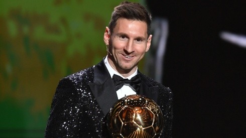 Lionel Messi winning the Ballon D'Or award