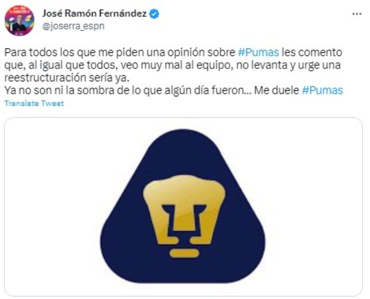 Esto fue lo que escribió Joserra el viernes antes del partido con Chivas (Captura de Twitter)
