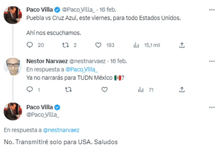Paco Villa sale de TUDN México | Twitter