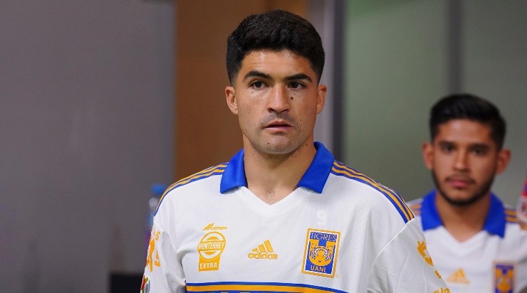 Ciudad de Mexico, 4 de febrero de 2023. Nicolás Ibañez, durante el partido de la jornada 5 del torneo Clausura 2023 de la Liga BBVA MX, entre la Máquina Celeste del Cruz Azul y los Tigres de la UANL, celebrado en el estadio Azteca. Foto: Imago7/ Rafael Vadillo