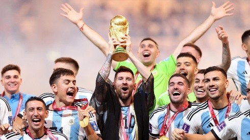 Argentina festejando el título en Qatar 2022.