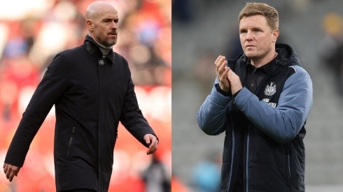 Erik ten Hag of Manchester United (left) and Eddie Howe of Newcastle (right)