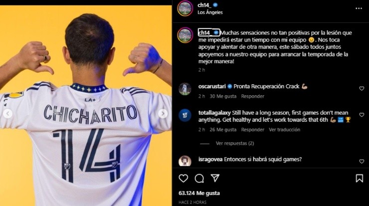 Chicharito habla sobre su lesión (Foto: Instagram / @ch14_)