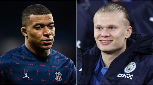 Kylian Mbappe of PSG and Erling Haaland of Manchester City