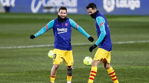 Messi y Busquets en Barcelona.