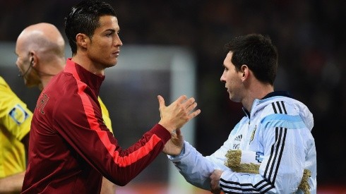 Cristiano Ronaldo of Portugal and Lionel Messi of Argentina