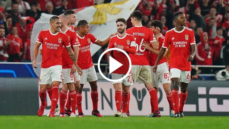 Benfica en celebración de gol.