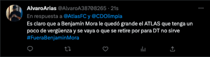 Publicaciones contra Benjamín Mora | Twitter