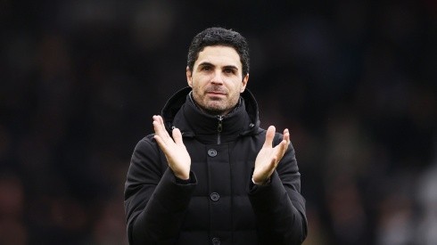 Mikel Arteta with Arsenal during the 2022-2023 Premier League