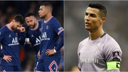 Lionel Messi, Neymar, and Kylian Mbappe of PSG and Cristiano Ronaldo of Al-Nassr