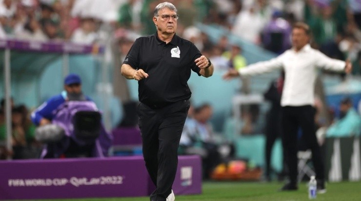 Gerardo Martino, Head Coach of Mexico, reacts during the FIFA World Cup Qatar 2022 Group C match between Saudi Arabia and Mexico at Lusail Stadium on November 30, 2022 in Lusail City, Qatar. (Photo by Michael Steele/Getty Images)