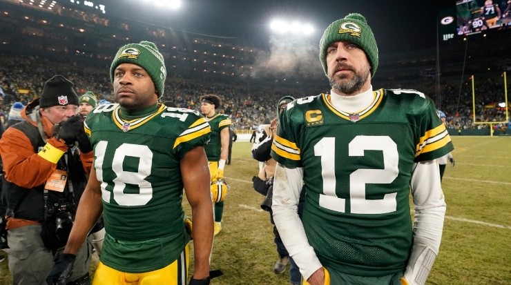 Randall Cobb walked off the field next to Aaron Rodgers in what might have been their final game with the Packers. (Patrick McDermott/Getty Images)