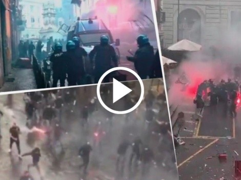 VIDEO: Batalla campal entre ultras del Eintracht y la policía