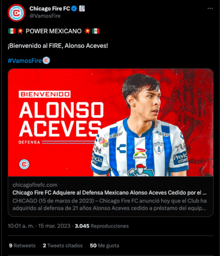 Alonso Aceves llega a Chicago | Twitter