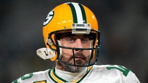 Aaron Rodgers with the Green Bay Packers during a game at Lambeau Field