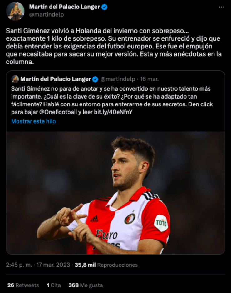 El regaño a Santi Giménez | Twitter