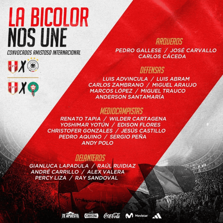 Ya Están Los Convocados De La Selección Peruana Para Los Duelos Contra ...