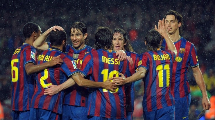 El plantel de Barcelona en 2010.