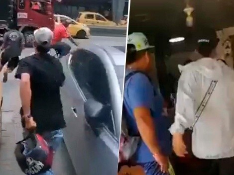 En pleno Terminal, hinchas de América golpearon brutalmente a un fanático de Junior