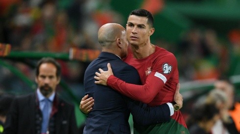 Cristiano Ronaldo con Roberto Martínez.