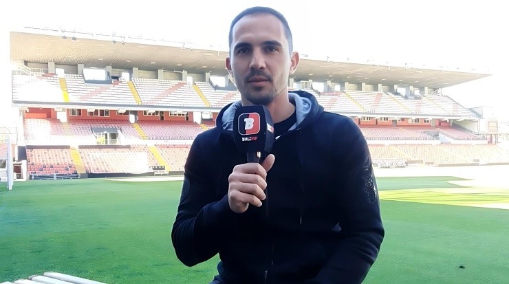 Emiliano Armenteros en la charla con Bolavip en el Estadio de Vallecas.