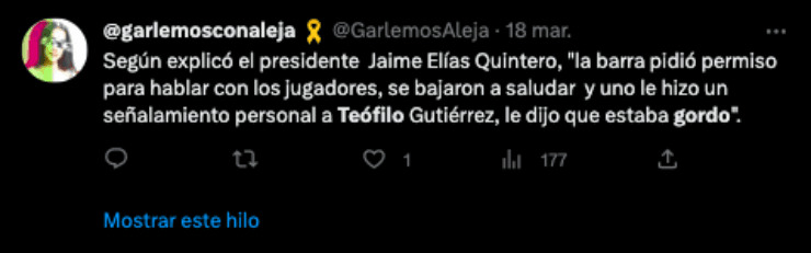 Aficionado le faltó el respeto a Teo Gutiérrez | Twitter
