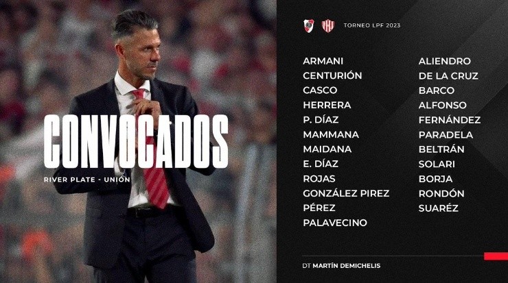 Los convocados del Millonario. (Foto: Prensa River)