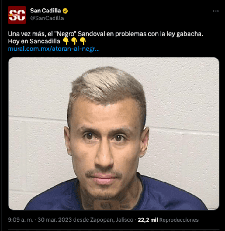 Negro Sandoval habría sido arrestado | Twitter