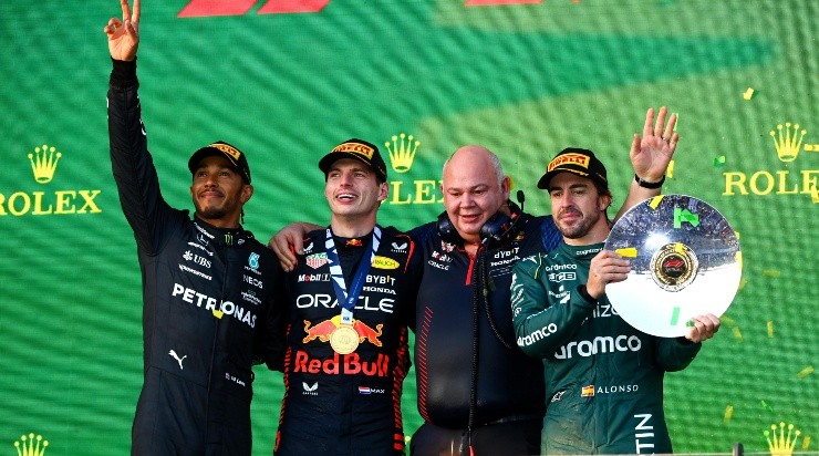 El podio del GP de Australia. (Getty Images)