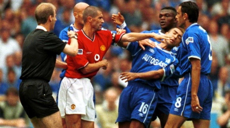 Roy Keane and Roberto Di Matteo. (Getty/Stu Forster/ALLSPORT)