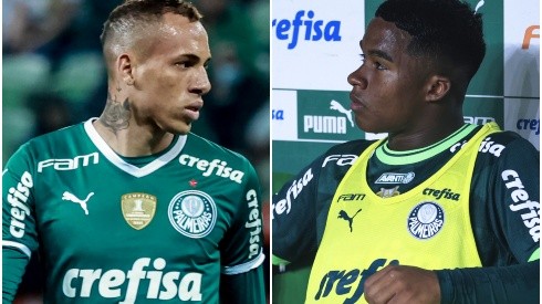 Fotos: (Marcello Zambrana/AGIF/Ettore Chiereguini/AGIF) - Breno Lopes e Endrick brigam por uma vaga no Palmeiras