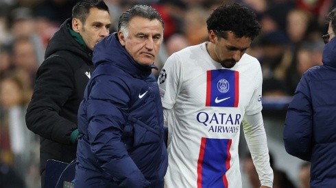 Christophe Galtier and Marquinhos of PSG
