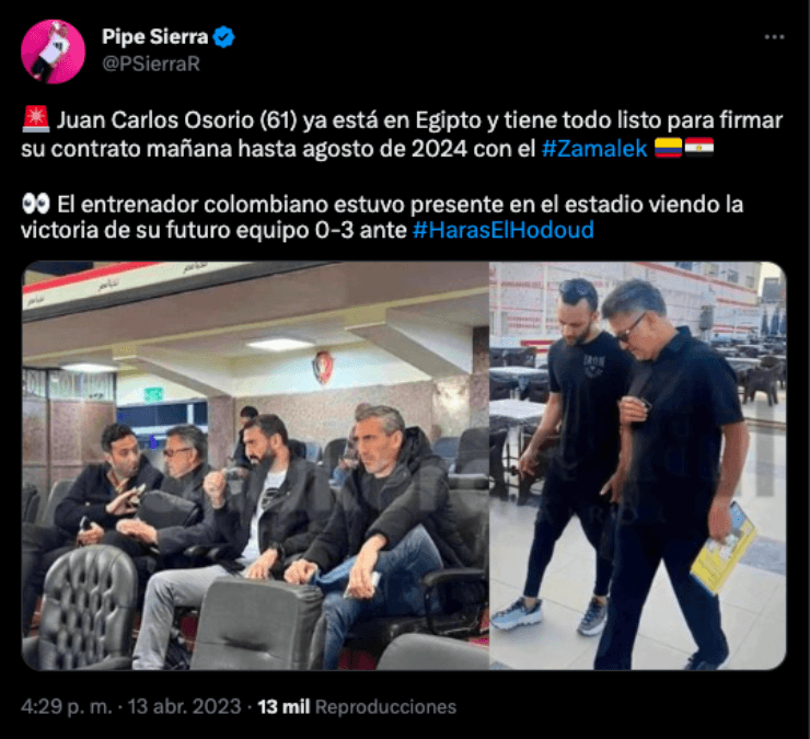 Nuevo equipo para Osorio | Twitter