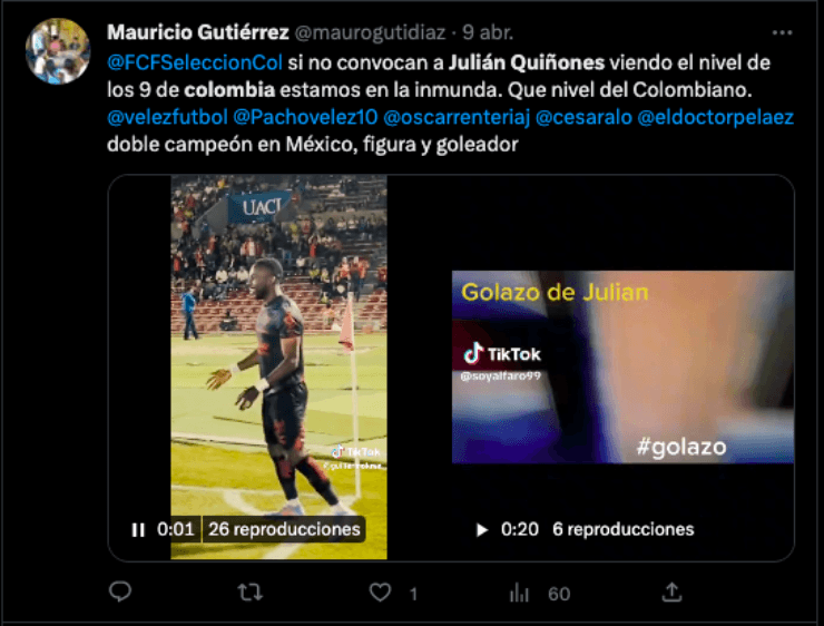 Piden a Quiñones en Colombia | Twitter
