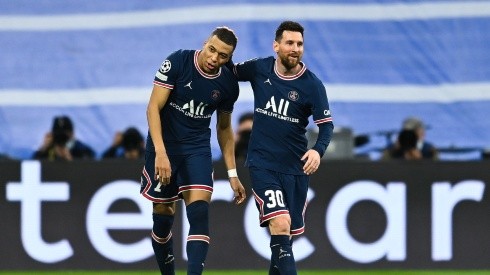 Kylian Mbappe and Lionel Messi during a match with PSG