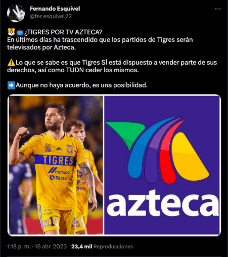 Tigres a TV Azteca | Twitter