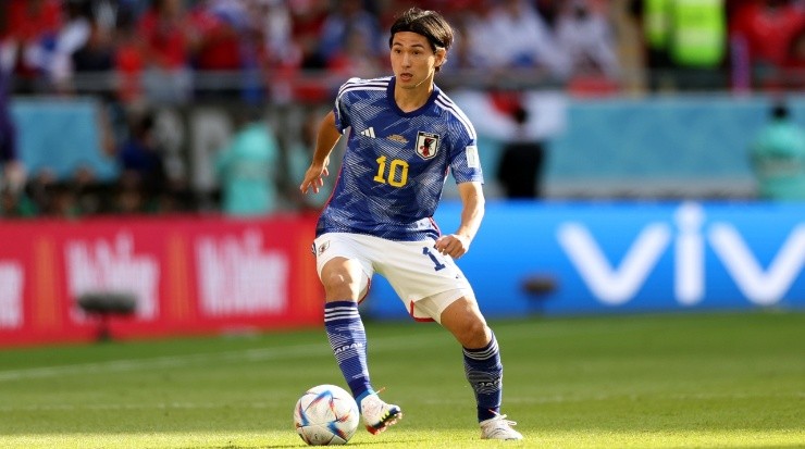 Takumi Minamino played for Japan in the 2022 World Cup. (Lars Baron/Getty Images)