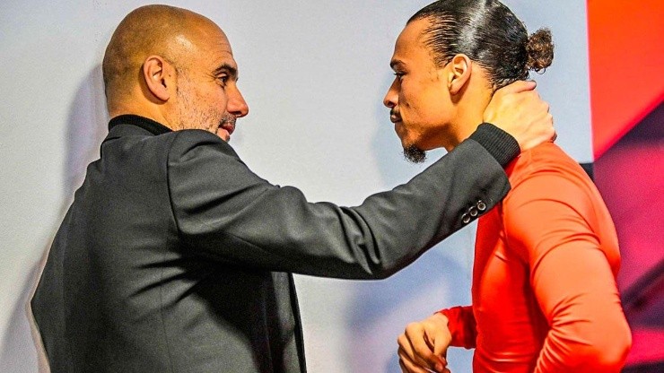 Guardiola y Sané, protagonizaron una llamativa imagen.