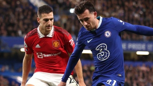 Diogo Dalot of Manchester United and Ben Chilwell of Chelsea