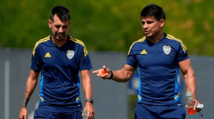 Gracián e Ibarra cuando eran cuerpo técnico de Boca.