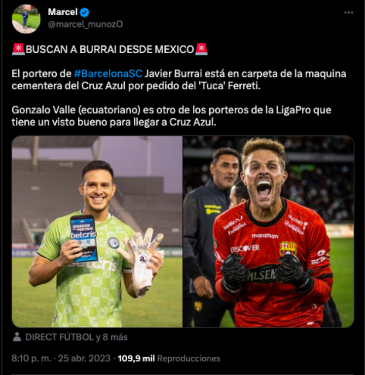 Cruz Azul buscaría portero en Ecuador | Twitter