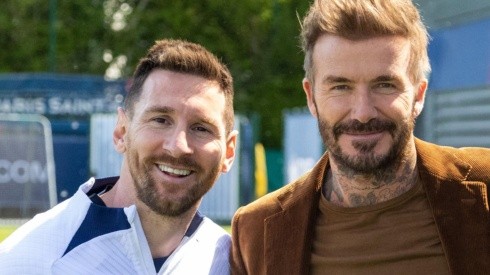 Lionel Messi junto a David Beckham en el predio de entrenamientos del PSG.