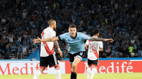 Vegetti celebrando un gol en Belgrano.