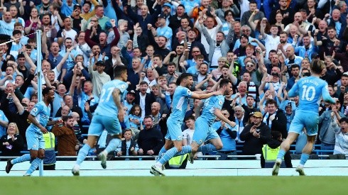 Manchester City en festejo de gol.